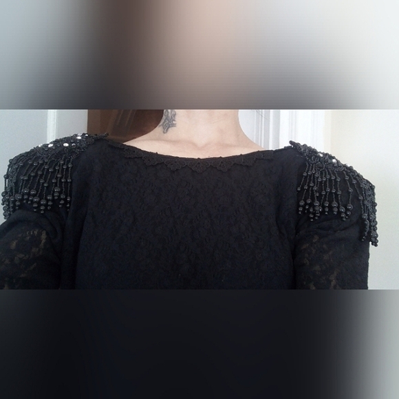 Vintage Lori Ann Black Lace Victorian Goth Dress Small - Picture 10 of 10